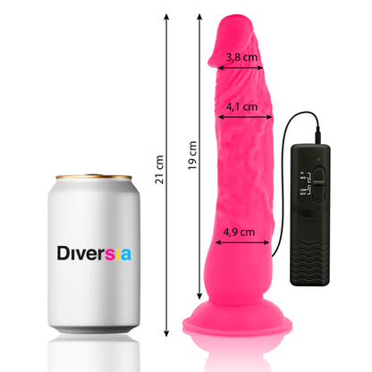 DIVERSIA - DILDO VIBRADOR FLEXIBLE ROSA 21 CM -O- 4,9 CM