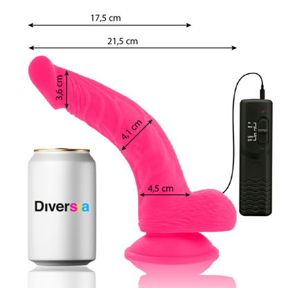 DIVERSIA - FLEXIBLE VIBRATING DILDO PINK 21.5 CM -O- 4.5 CM