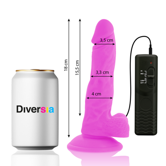 DIVERSIA - FLEXIBLE VIBRATING DILDO PURPLE 18 CM -O- 4 CM