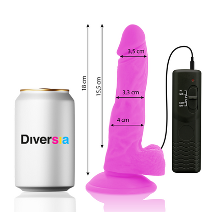 DIVERSIA - LILAC VIBRATING FLEXIBLE REALISTIC DILDO 18 CM -OR- 4 CM