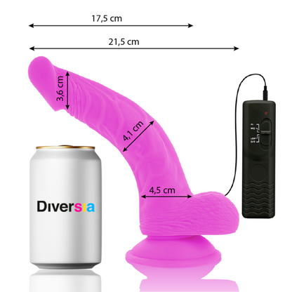 DIVERSIA - DILDO VIBRANT FLEXIBLE RÉALISTE LILAS 21,5 CM -OU- 4,5 CM