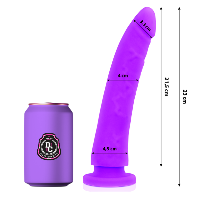 DELTA CLUB - JUGUETES DILDO SILICONA MEDICA LILA 23 CM -O- 4,5 CM