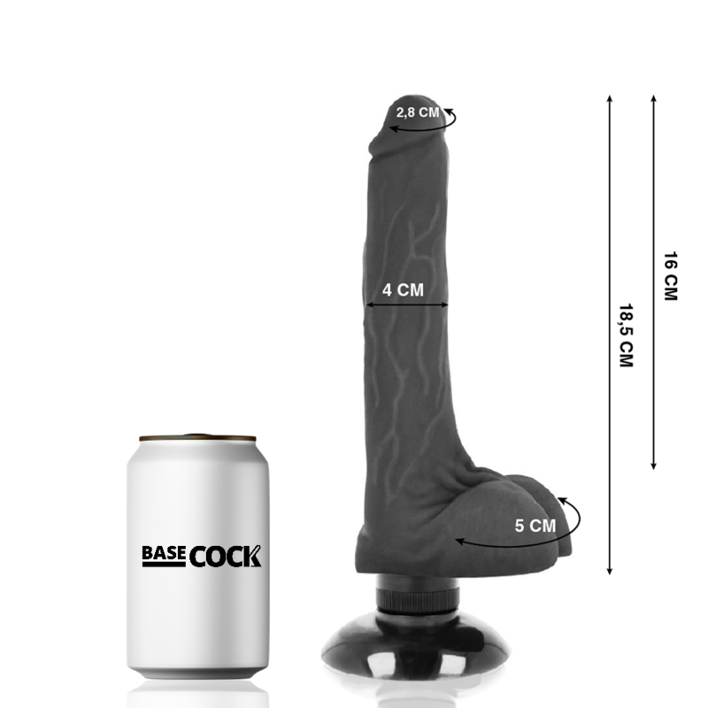 BASECOCK - VIBRATEUR RÉALISTE 2-1 CHAIR 18,5 CM -O- 4 CM