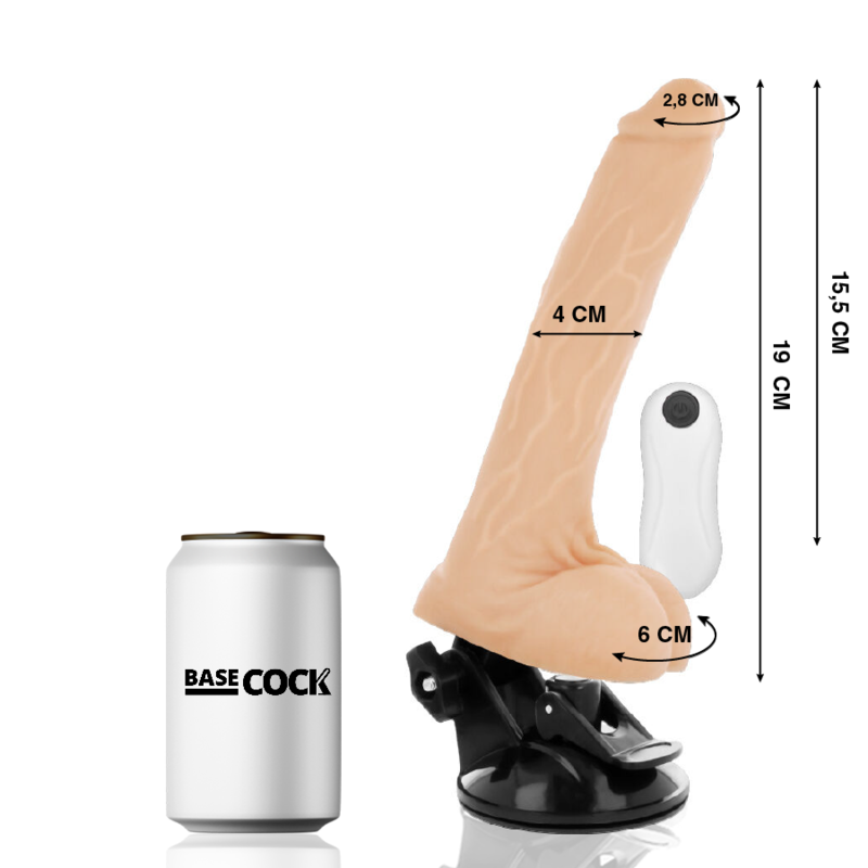 BASECOCK - VIBRATEUR RÉALISTE TÉLÉCOMMANDÉ CHAIR 19 CM -O- 4 CM