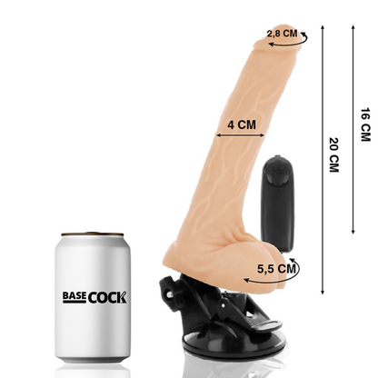 BASECOCK - VIBRATEUR RÉALISTE À TÉLÉCOMMANDE NATUREL AVEC TESTICULES 20 CM -O- 4 CM