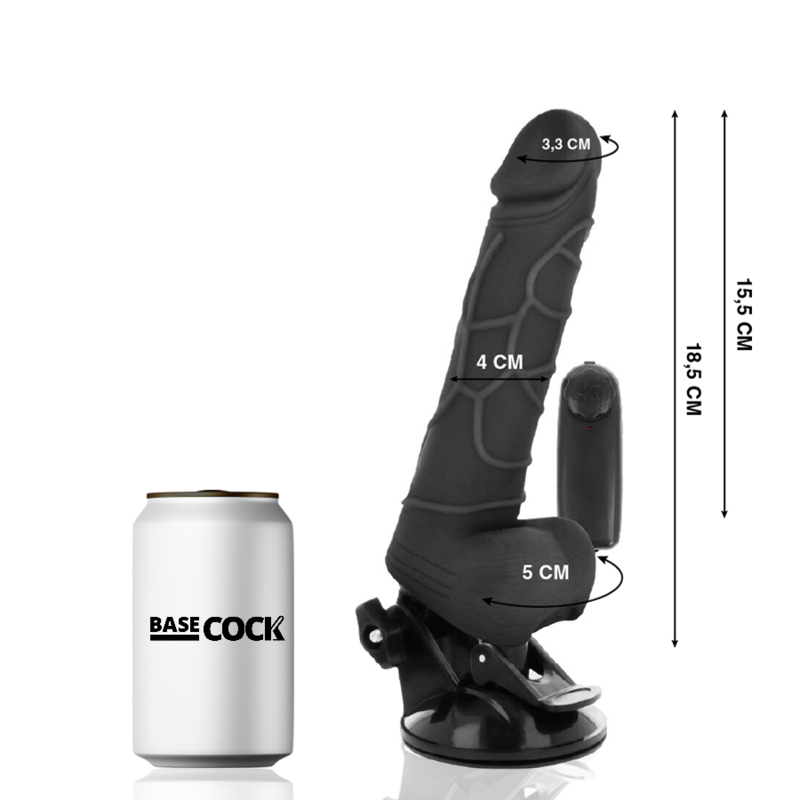 BASECOCK - VIBRATEUR RÉALISTE TÉLÉCOMMANDÉ CHAIR 18,5 CM -O- 4CM