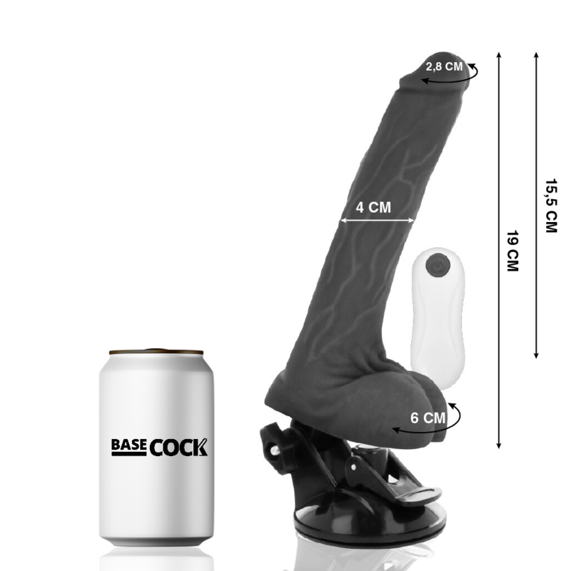 BASECOCK - VIBRATEUR RÉALISTE TÉLÉCOMMANDÉ CHAIR 19 CM -O- 4 CM