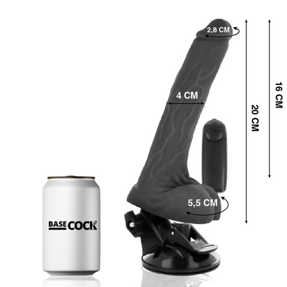 BASECOCK - VIBRATEUR RÉALISTE À TÉLÉCOMMANDE NATUREL AVEC TESTICULES 20 CM -O- 4 CM