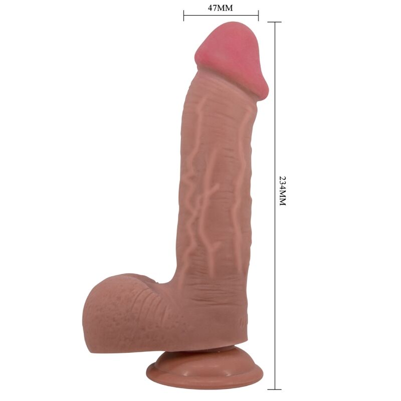 PRETTY LOVE - SERIE PIEL DESLIZANTE DILDO REALISTA CON VENTOSA PIEL DESLIZANTE MARRÓN 23,4 CM