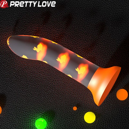 PRETTY LOVE - DILDO MAGIQUE NIGHTFALL SANS VIBRATION ORANGE LUMINEUX