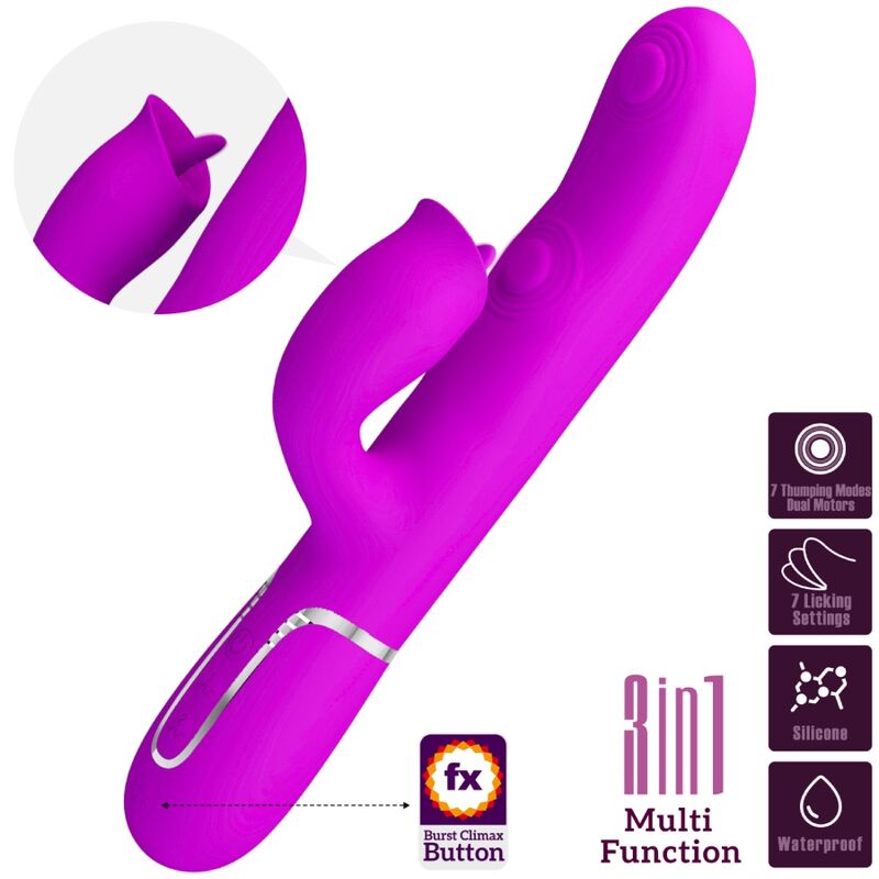 PRETTY LOVE - VIBRADOR CONEJO CON LAMIGAS FUCSIA