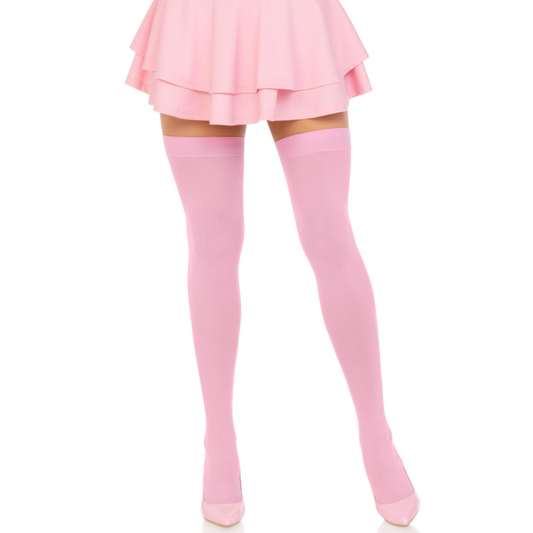 LEG AVENUE - BAS DE CUISSE EN NYLON ROSE