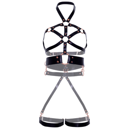 LEG AVENUE - VEGAN LEATHER GRIP BODY HARNESS BLACK S