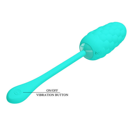 PRETTY LOVE - VIBRATING EGG WITH AQUA GREEN RECHARGEABLE MARINE TEXTURE