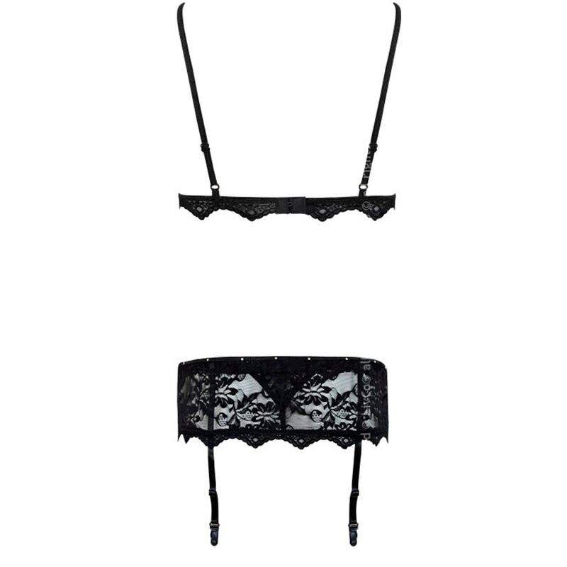 LIVCO CORSETTI FASHION - BELITA LC 90231 SUJETADOR + BRAGUITA + LIGUERO NEGRO S/M