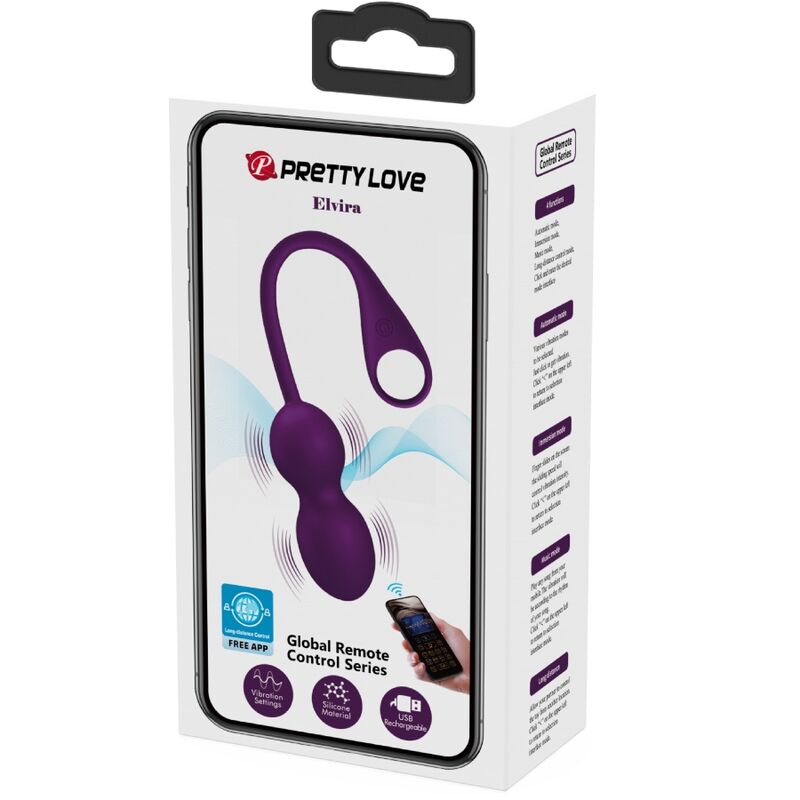 PRETTY LOVE - APLICACIÓN DE CONTROL REMOTO DE BOLAS KEGEL ELVIRA MORADA