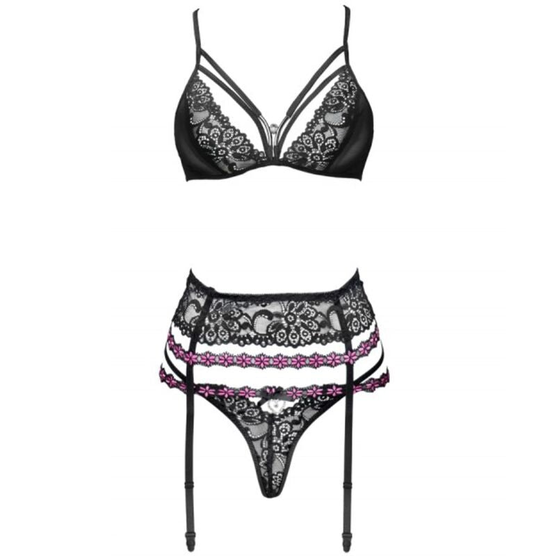 LIVCO CORSETTI FASHION - SNEHANA LC 90443 SUJETADOR + LIGUERO + BRAGUITA NEGRO