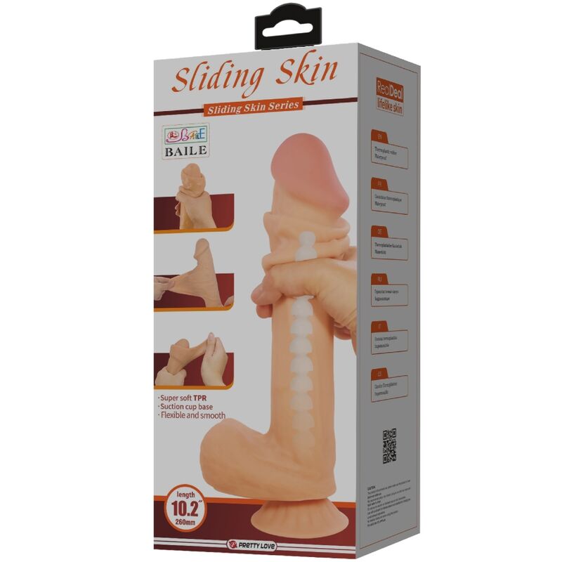 PRETTY LOVE - SÉRIE SLIDING SKIN GODE RÉALISTE AVEC VENTOUSE SLIDING SKIN CHAIR 26 CM