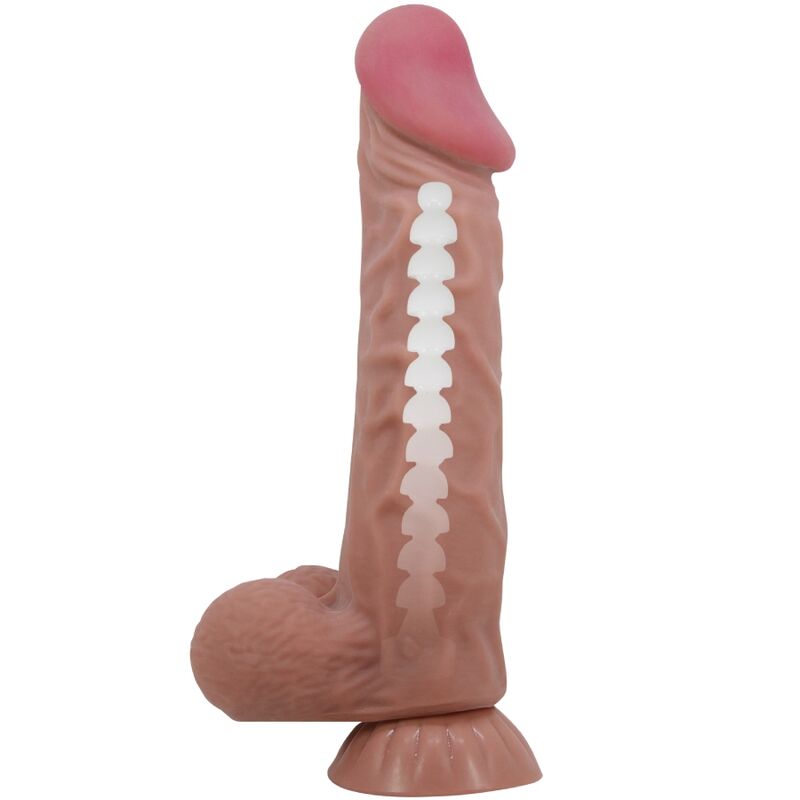 PRETTY LOVE - SERIE PIEL DESLIZANTE DILDO REALISTA CON VENTOSA PIEL DESLIZANTE MARRÓN 24 CM