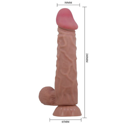 PRETTY LOVE - SERIE PIEL DESLIZANTE DILDO REALISTA CON VENTOSA PIEL DESLIZANTE MARRÓN 24 CM