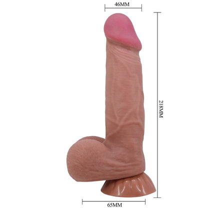 PRETTY LOVE - SLIDING SKIN SERIES REALISTIC DILDO WITH SLIDING BROWN SKIN SUCTION CUP 21.8 CM