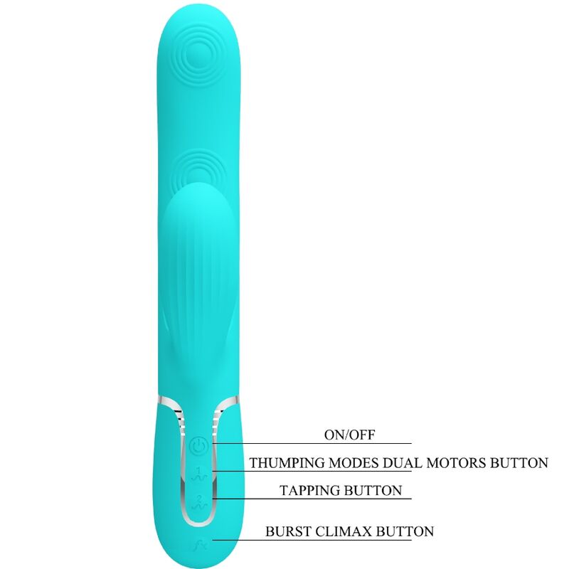 PRETTY LOVE - PERLITA MULTIFUNCTION 3 IN 1 G-SPOT VIBRATOR AQUA GREEN