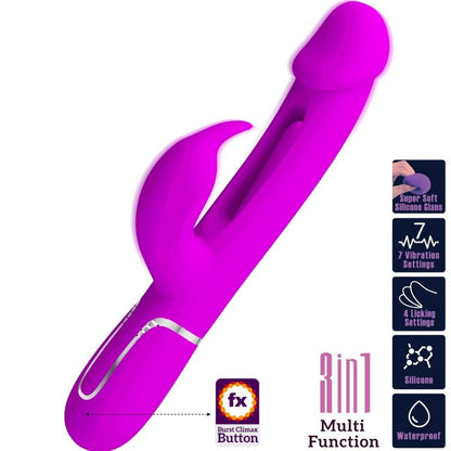 PRETTY LOVE - KAMPAS RABBIT VIBRATEUR MULTIFONCTION 3 EN 1 AVEC LANGUE FUCHSIA