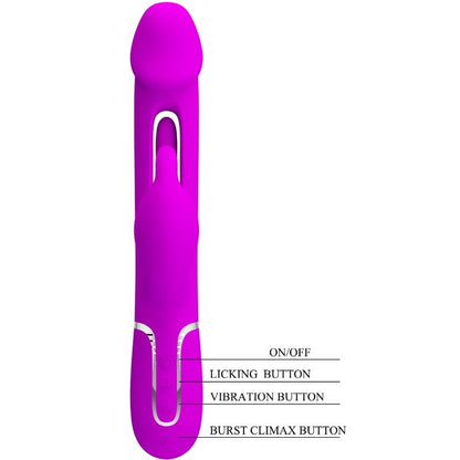 PRETTY LOVE - KAMPAS RABBIT VIBRATEUR MULTIFONCTION 3 EN 1 AVEC LANGUE FUCHSIA