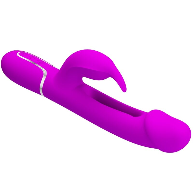 PRETTY LOVE - KAMPAS RABBIT VIBRATEUR MULTIFONCTION 3 EN 1 AVEC LANGUE FUCHSIA