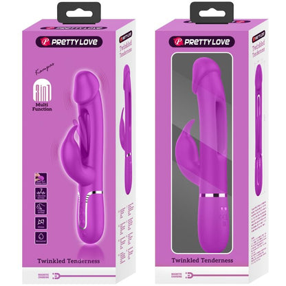 PRETTY LOVE - KAMPAS RABBIT VIBRATEUR MULTIFONCTION 3 EN 1 AVEC LANGUE FUCHSIA