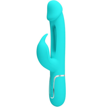 PRETTY LOVE - VIBRADOR MULTIFUNCIÓN 3 EN 1 CON LENGUA KAMPAS RABBIT VERDE AGUA