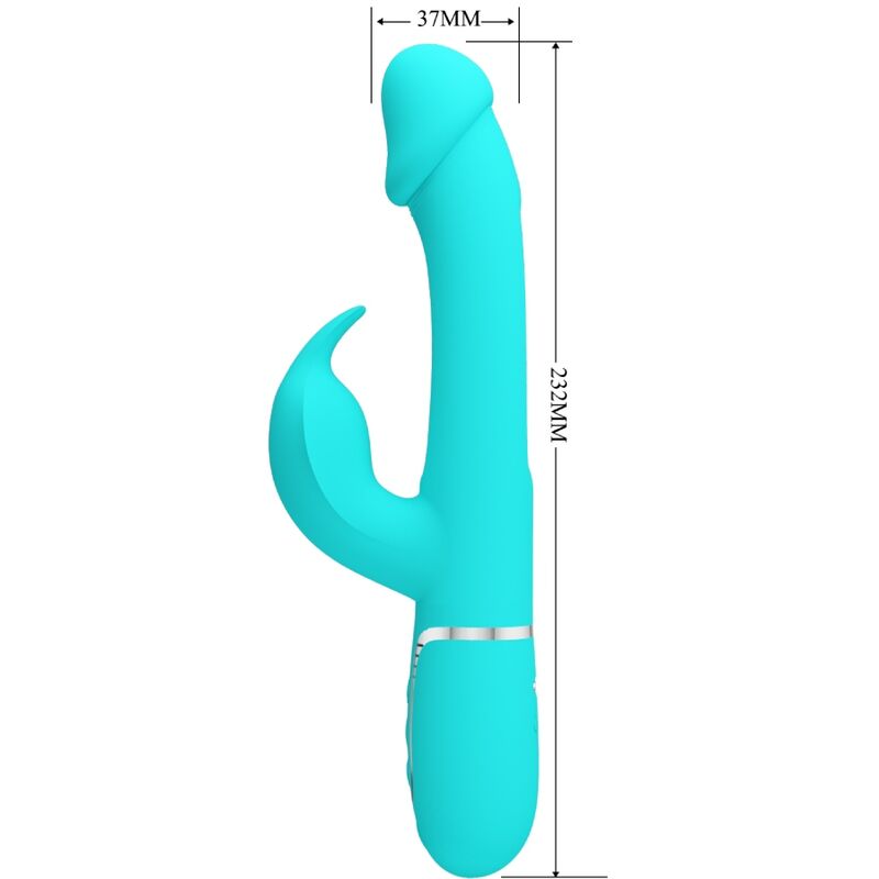 PRETTY LOVE - VIBRADOR MULTIFUNCIÓN 3 EN 1 CON LENGUA KAMPAS RABBIT VERDE AGUA