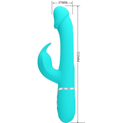 PRETTY LOVE - VIBRADOR MULTIFUNCIÓN 3 EN 1 CON LENGUA KAMPAS RABBIT VERDE AGUA