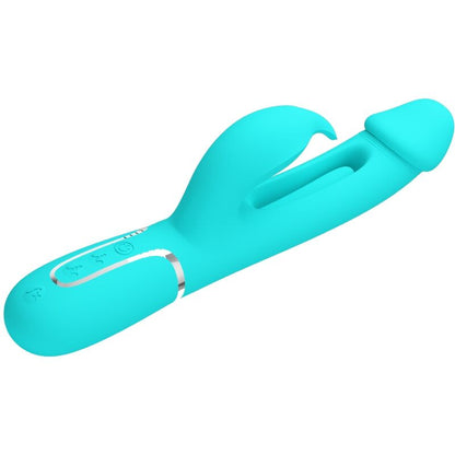 PRETTY LOVE - VIBRADOR MULTIFUNCIÓN 3 EN 1 CON LENGUA KAMPAS RABBIT VERDE AGUA