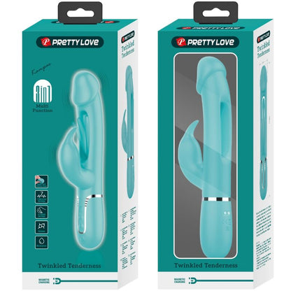 PRETTY LOVE - VIBRADOR MULTIFUNCIÓN 3 EN 1 CON LENGUA KAMPAS RABBIT VERDE AGUA