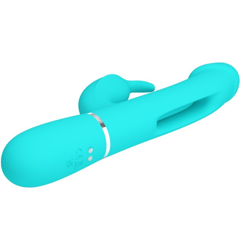 PRETTY LOVE - VIBRADOR MULTIFUNCIÓN 3 EN 1 CON LENGUA KAMPAS RABBIT VERDE AGUA