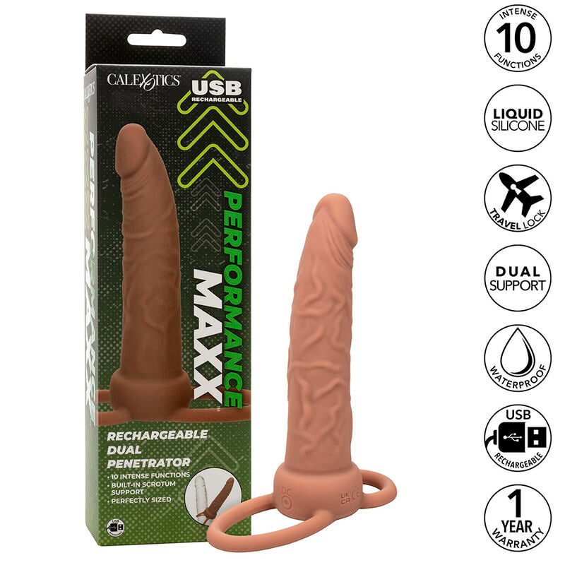 CALEXOTICS - PERFORMANCE MAXX RECHARGABLE DUAL PENETRATOR BROWN SKIN