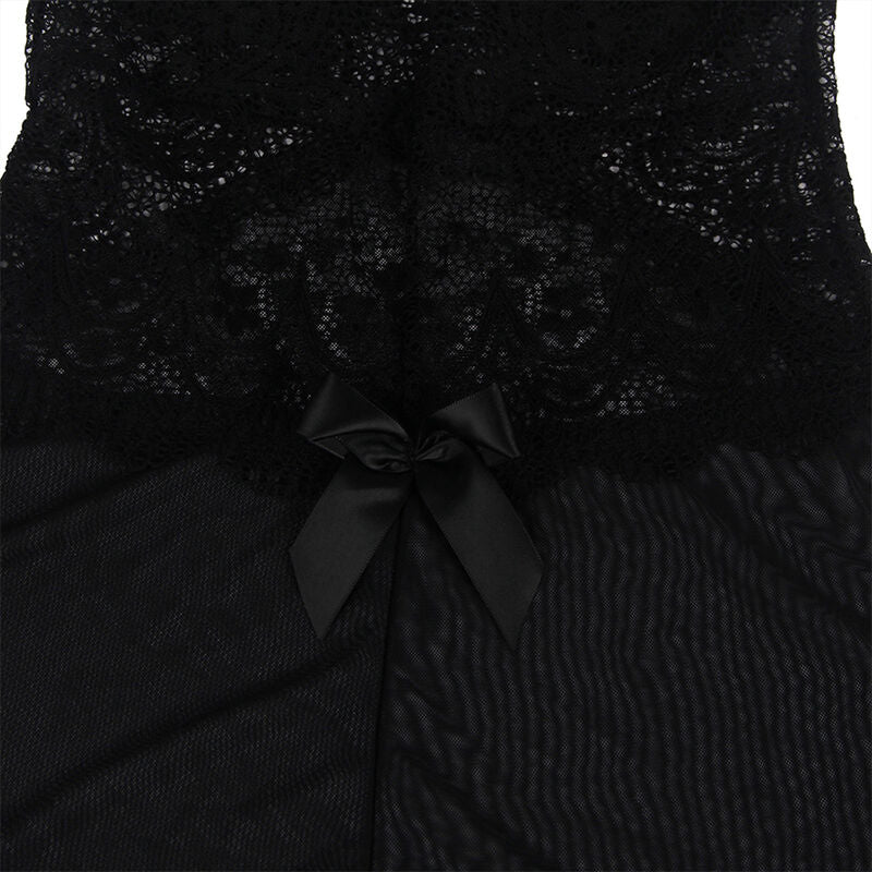 SUBBLIME - BABYDOLL TULLE TISSU AVEC DENTELLE ET DÉTAIL FLEUR NOIR S/M