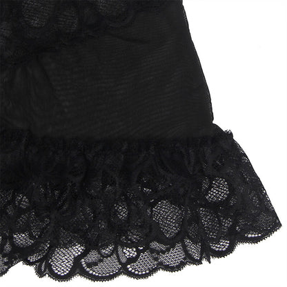 SUBBLIME - BABYDOLL CON TIRANTES AJUSTABLES Y ENCAJE TRANSPARENTE ESTAMPADO FLORAL NEGRO S/M