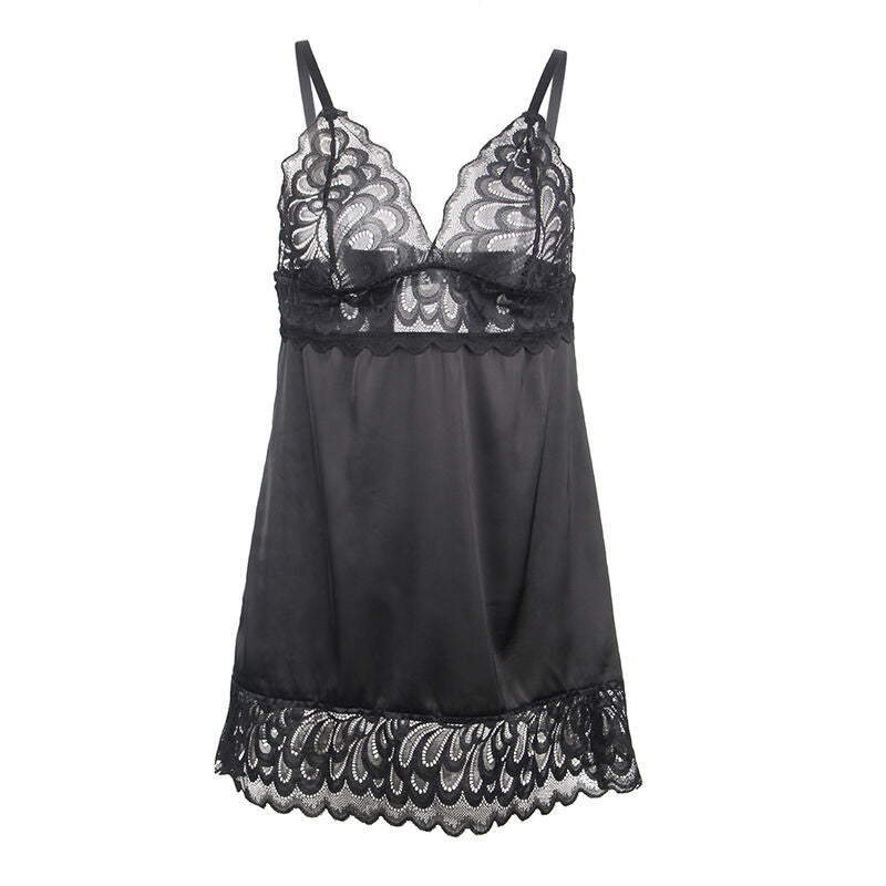 SUBBLIME - BABYDOLL CON ESTAMPADO FLORAL EN EL PECHO NEGRO S/M