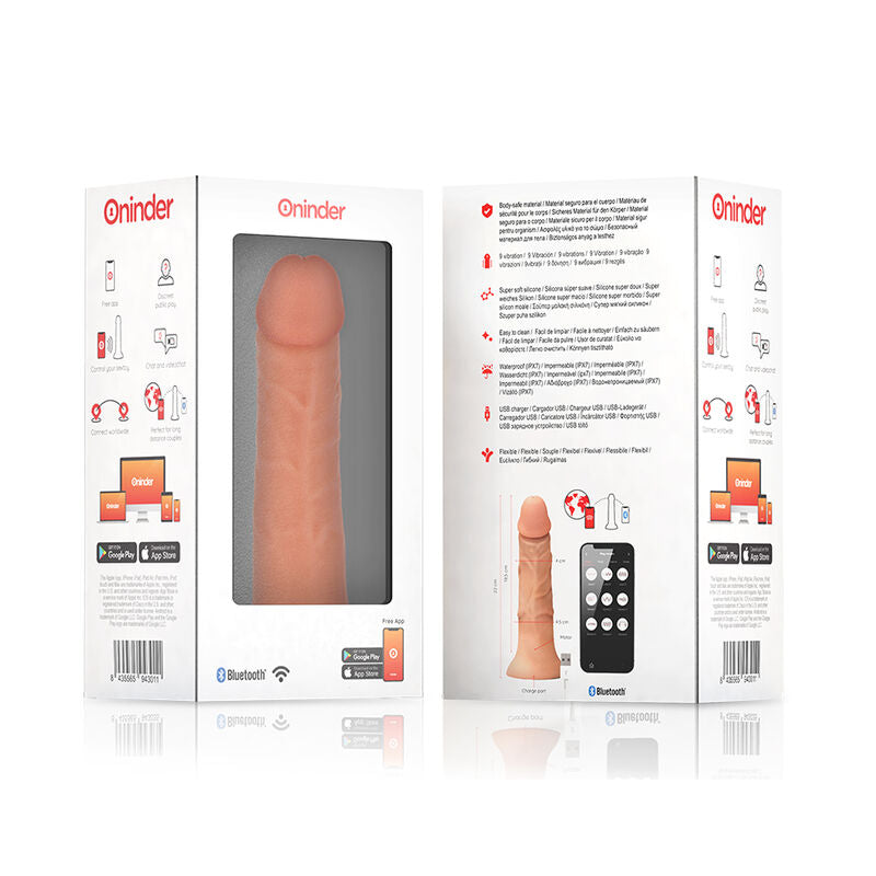 ONINDER - DILDO VIBRADOR GRANDE BOGOTÁ 9 VELOCIDADES NATURAL 22 CM -O- 4.5 CM - APP GRATIS