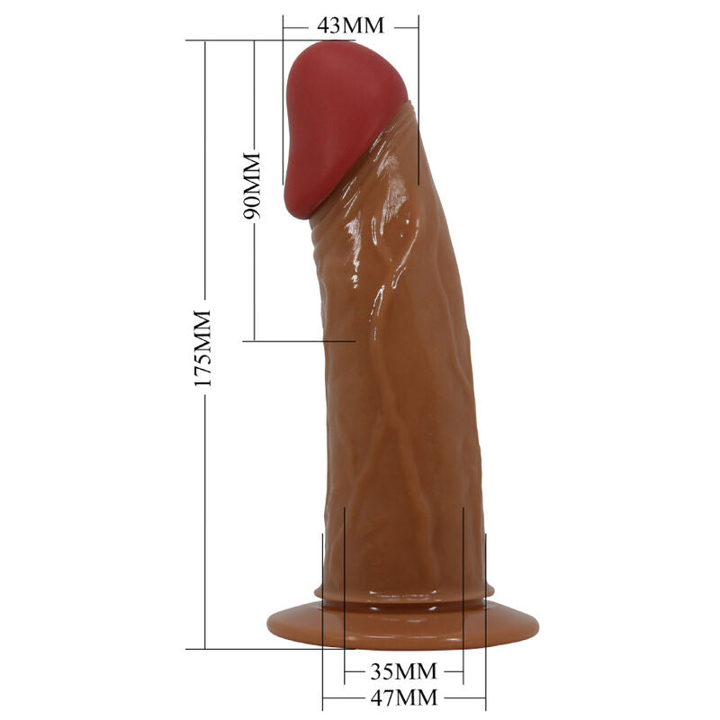 PRETTY LOVE - STARKS ARNÉS BRIEFS DILDO VIBRACIÓN MULTIVELOCIDAD 17,5 CM MARRÓN CLARO