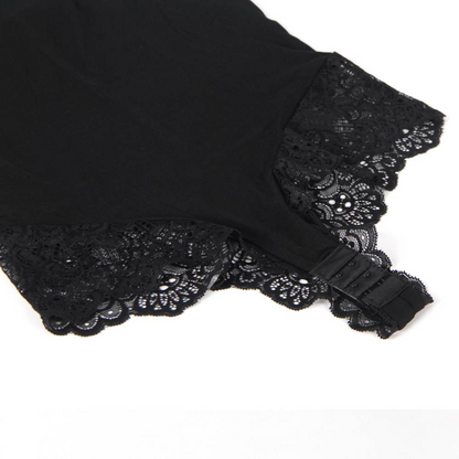 SUBBLIME - BLACK FLORAL LACE DETAIL TEDDY L/XL