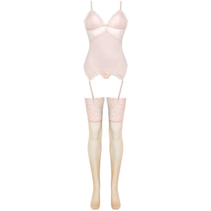 LIVCO CORSETTI FASHION - PERSINNE PEACH SET CORSET + PANTY + STOCKINGS