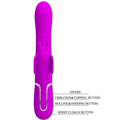 PRETTY LOVE - MULTIFUNCTION RABBIT VIBRATOR 4 IN 1 BUTTERFLY FUCHSIA