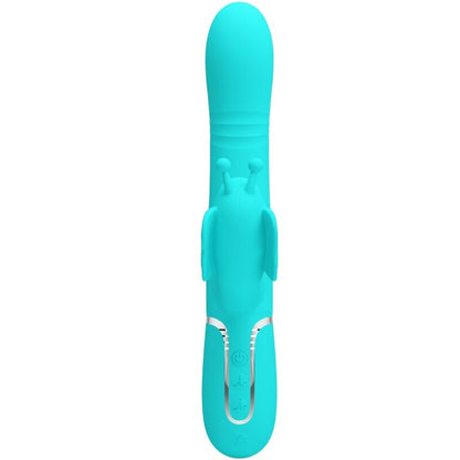 PRETTY LOVE - VIBRADOR CONEJO MULTIFUNCIÓN 4 EN 1 MARIPOSA VERDE AGUA