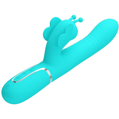 PRETTY LOVE - VIBRADOR CONEJO MULTIFUNCIÓN 4 EN 1 MARIPOSA VERDE AGUA