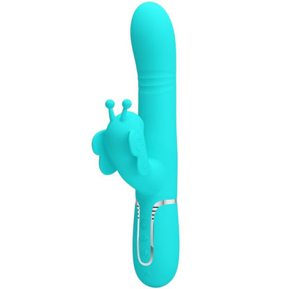 PRETTY LOVE - VIBRADOR CONEJO MULTIFUNCIÓN 4 EN 1 MARIPOSA VERDE AGUA