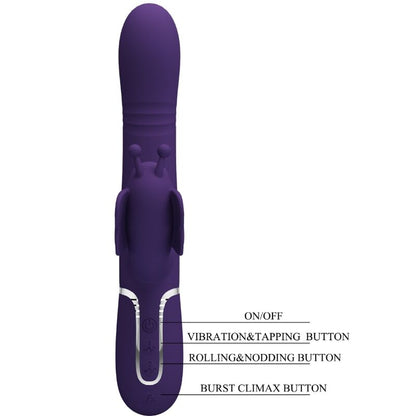 PRETTY LOVE - MULTIFUNCTION RABBIT VIBRATOR 4 IN 1 BUTTERFLY PURPLE