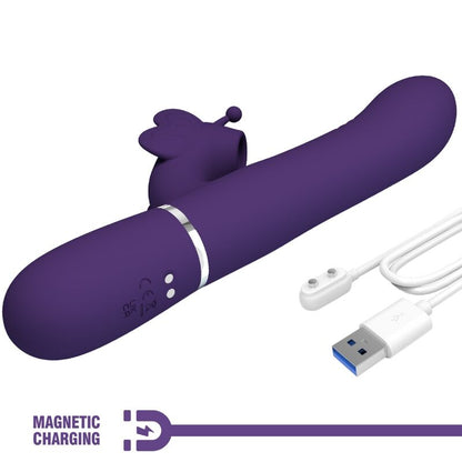 PRETTY LOVE - MULTIFUNCTION RABBIT VIBRATOR 4 IN 1 BUTTERFLY PURPLE